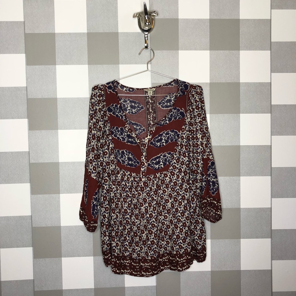 Lucky Brand Plus Size Floral Peasant Blouse